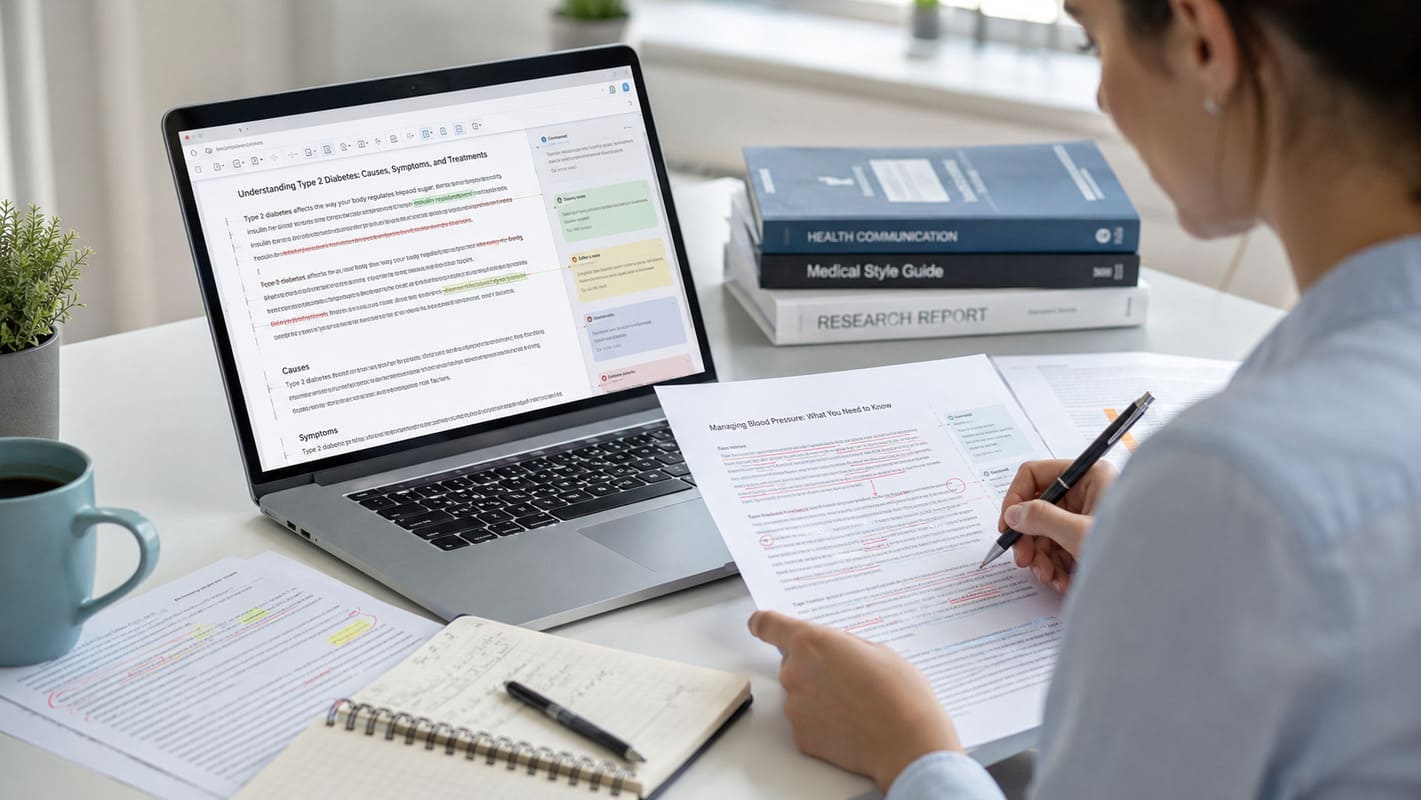 Editorial corrections workspace for Health