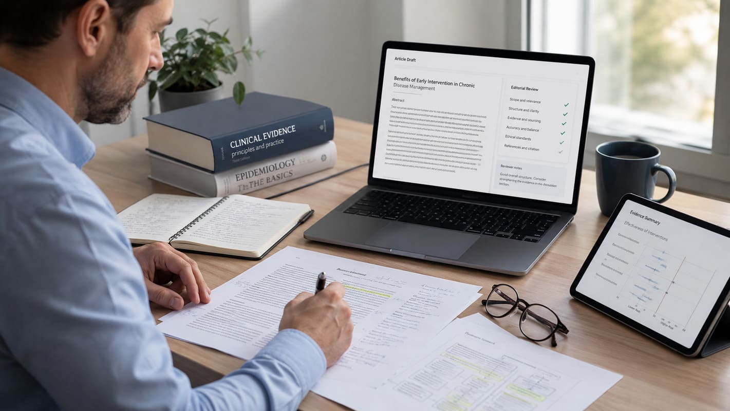 Editorial review workspace for Health 24 content policy
