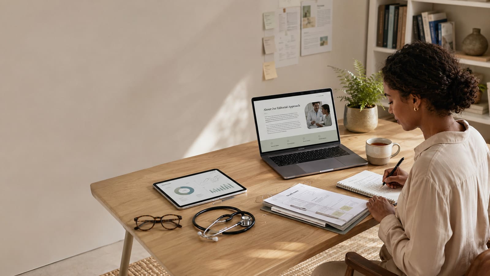 Professional workspace representing Health 24 mission and standards