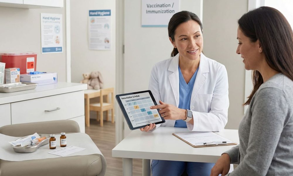 Vaccine programs guide illustrating immunization and disease prevention across age groups